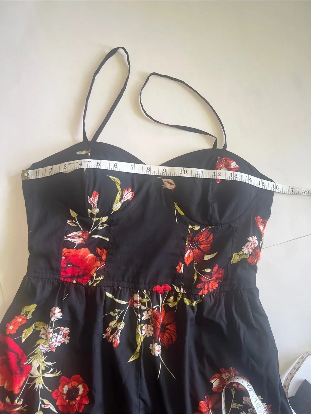 Band of Gypsies M Jumpsuit Black Red Floral Wide Leg Bustier Boho Festival Flowy